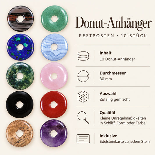 Steckbrief Donut-Anhänger Restposten – 10 Stück, 30 mm