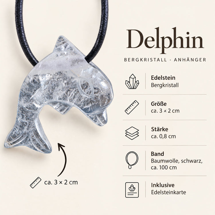 Steckbrief Bergkristall Delphinanhänger – ca. 3 × 2 cm