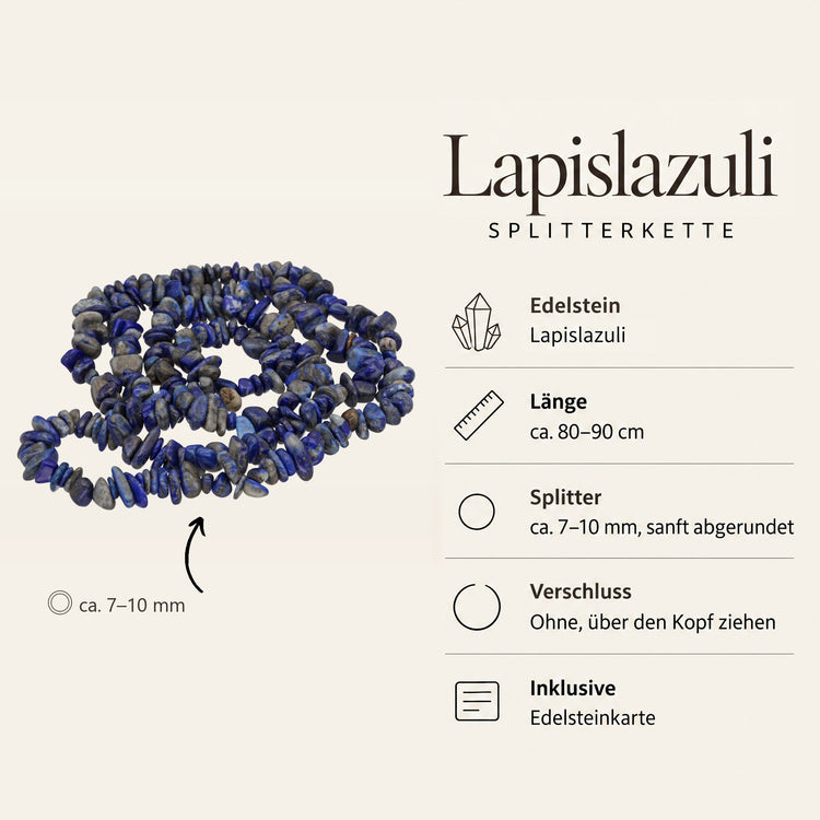 Steckbrief Lapislazuli Splitterkette – Splitter ca. 7–10 mm