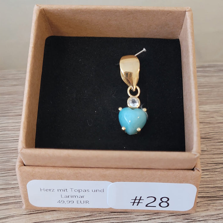 #28 Herz mit Topas und Larimar Kettenanhänger | Instagram Live