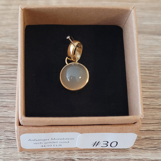#30 Mondstein rund vergoldet Kettenanhänger | Instagram Live