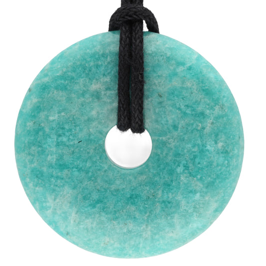 Amazonit Donut | 40 mm Anhänger + Baumwollband