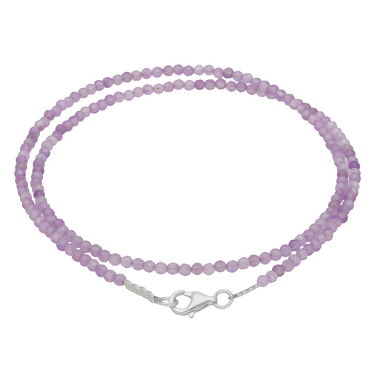 Amethyst 2 mm Perlenkette facettiert | 45 cm + Silberverschluss