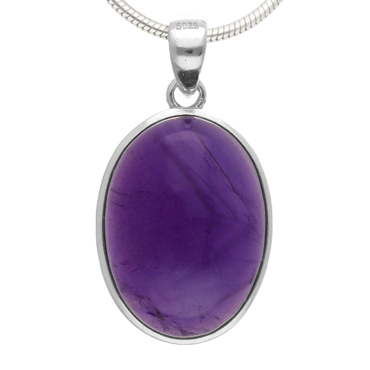 Amethyst Anhänger (oval) in Silber gefasst
