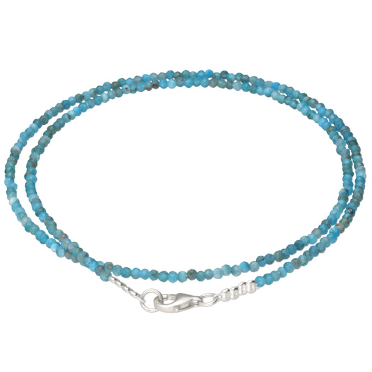 Apatit 2 mm Perlenkette facettiert | 45 cm + Silberverschluss