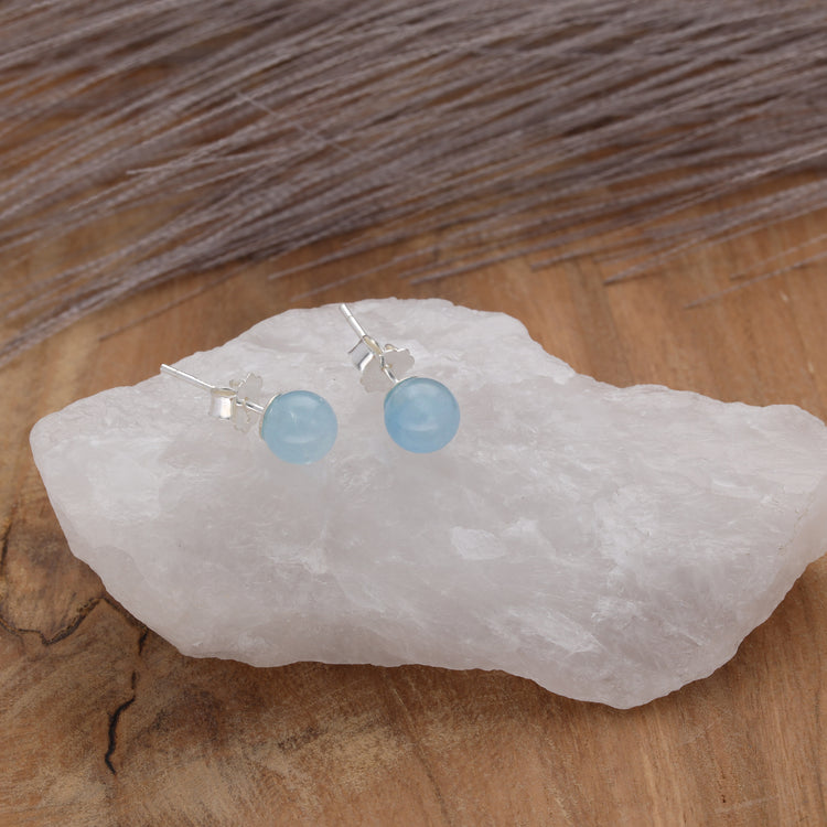 Aquamarin Ohrstecker 6 mm | 925er Silber