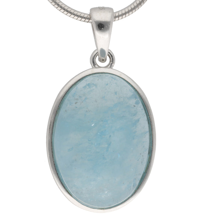 Aquamarin Anhänger (oval) in Silber gefasst