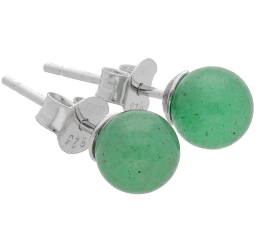 Aventurin, grün Ohrstecker 6 mm | 925er Silber