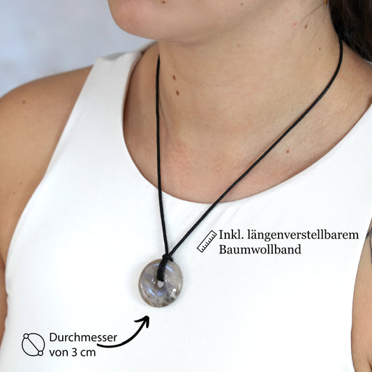Moonstone Donut | 30 mm Pendant + Cotton Cord