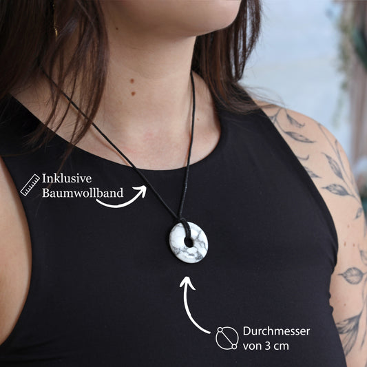 Magnesite Donut Pendant | 30 mm Pendant + Cotton Cord