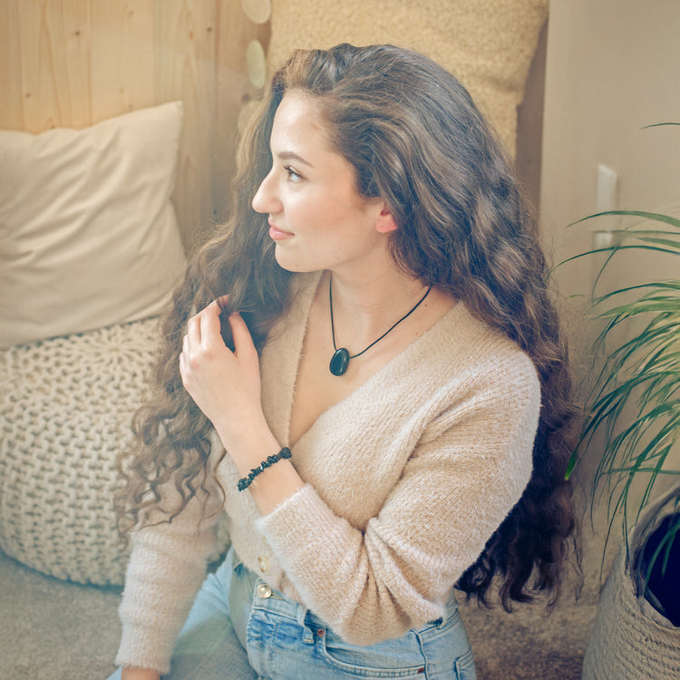 Obsidian, schwarz Tropfenanhänger