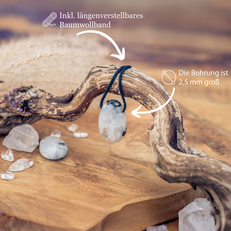 Regenbogen-Mondstein Tropfenanhänger