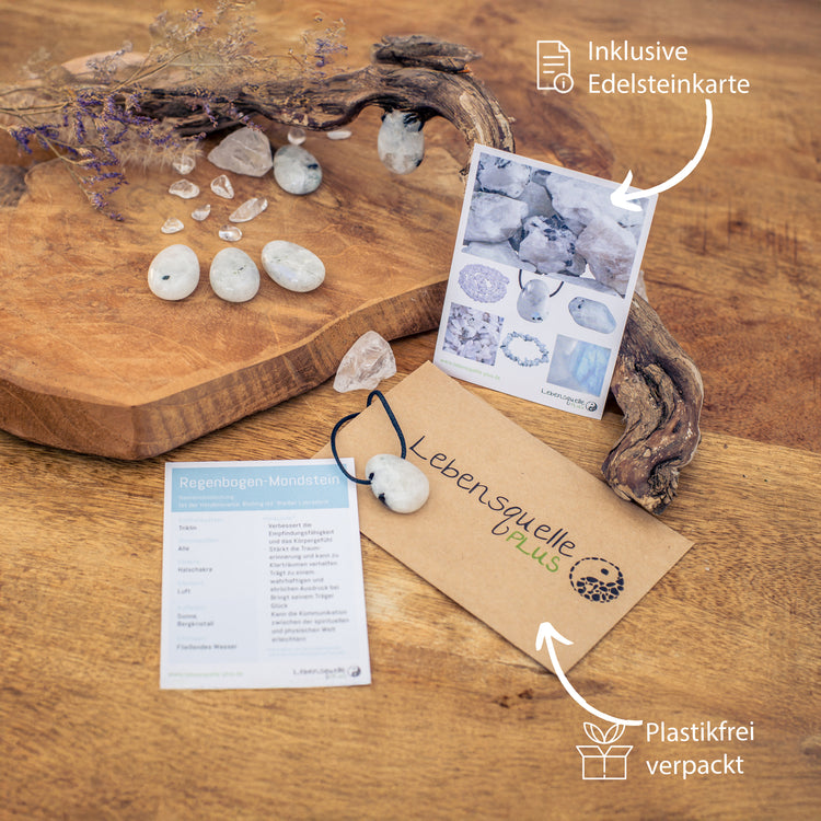 Regenbogen-Mondstein Tropfenanhänger