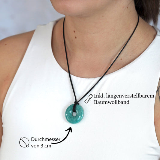 Amazonit Donut | 30 mm Anhänger + Baumwollband