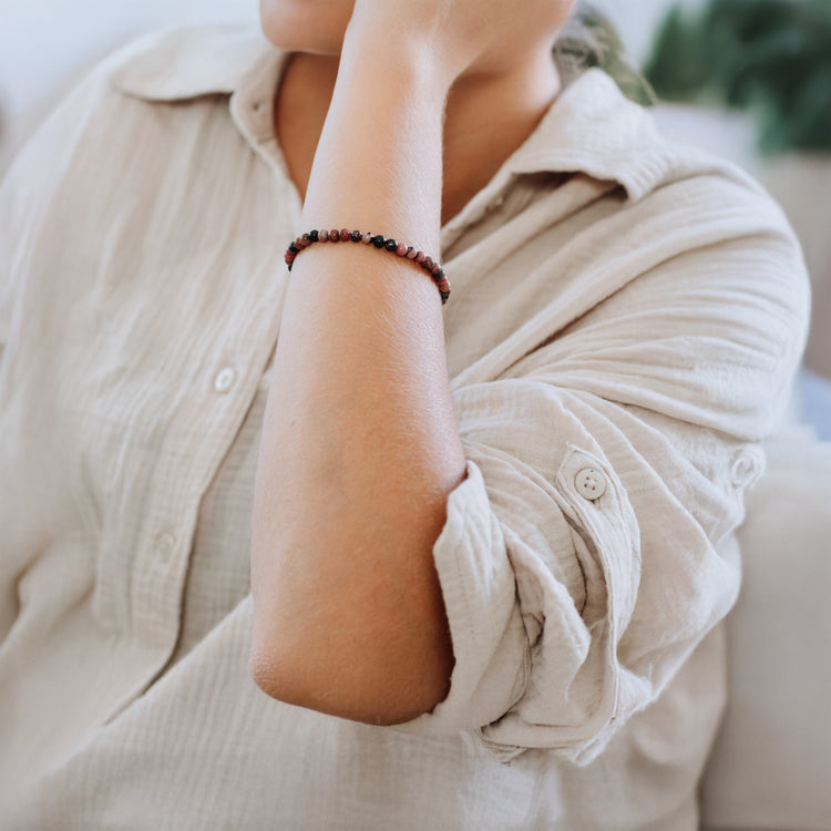 Rhodonit Mini-Kugelarmband | 4 mm