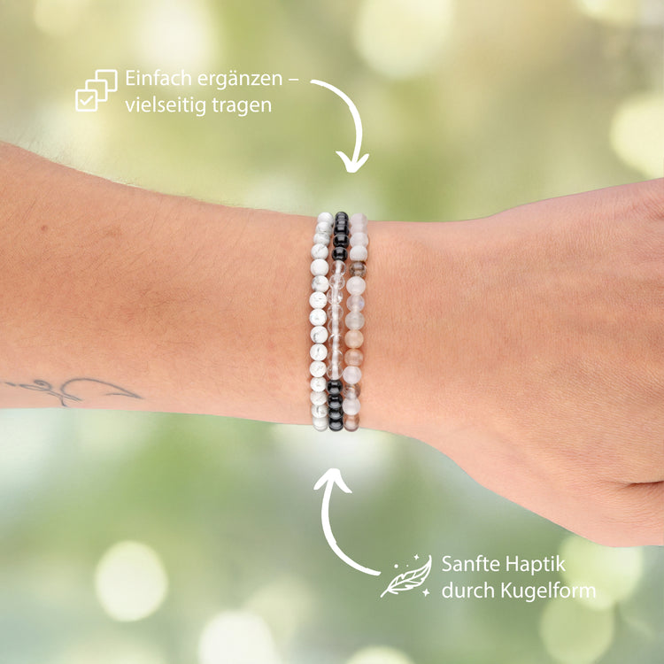 Mondstein Mini-Kugelarmband | 4 mm