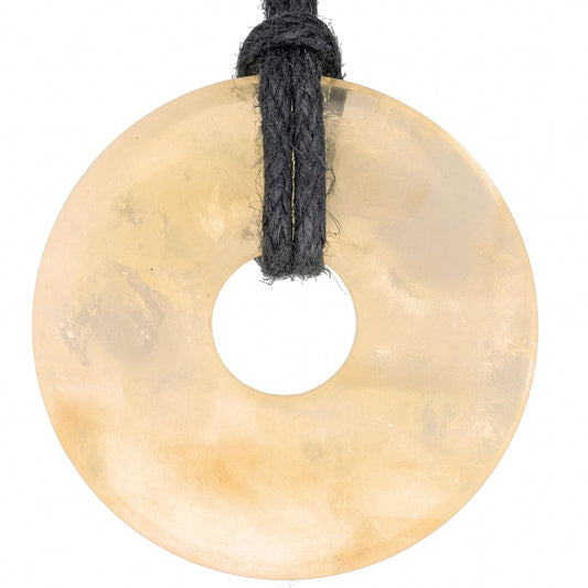 Citrin Donut | 30 mm Anhänger + Baumwollband