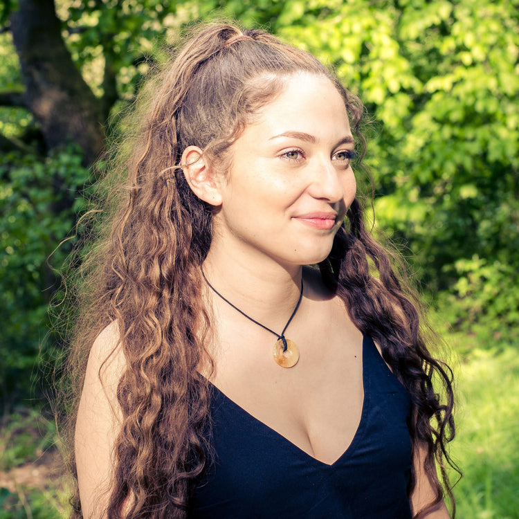 Colgante donut de citrino | Colgante de 30 mm + cordón de algodón