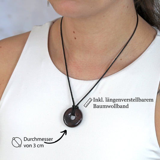 Garnet Donut Pendant | 30 mm Pendant + Cotton Cord