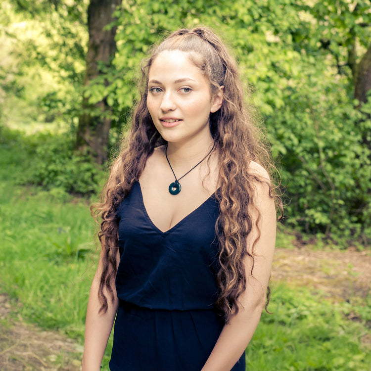 Donut en héliotrope | Pendentif 30 mm + cordon en coton