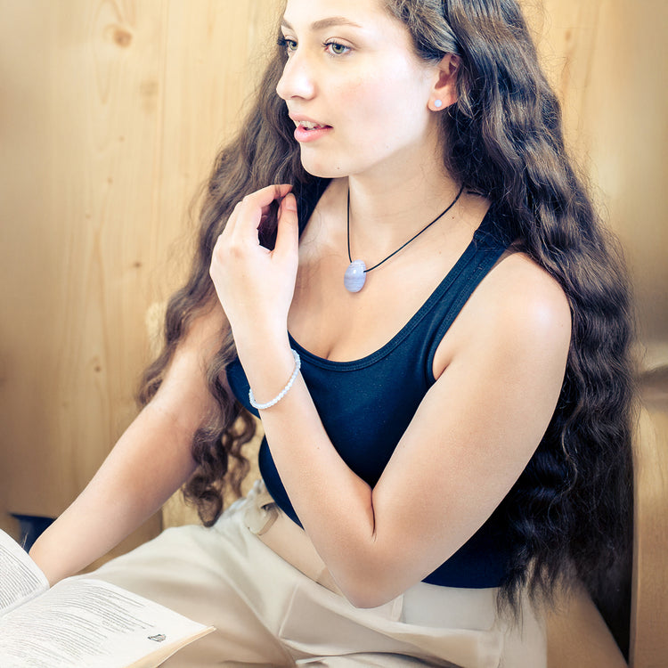 Chalcedon, blau Mini-Kugelarmband | 4 mm