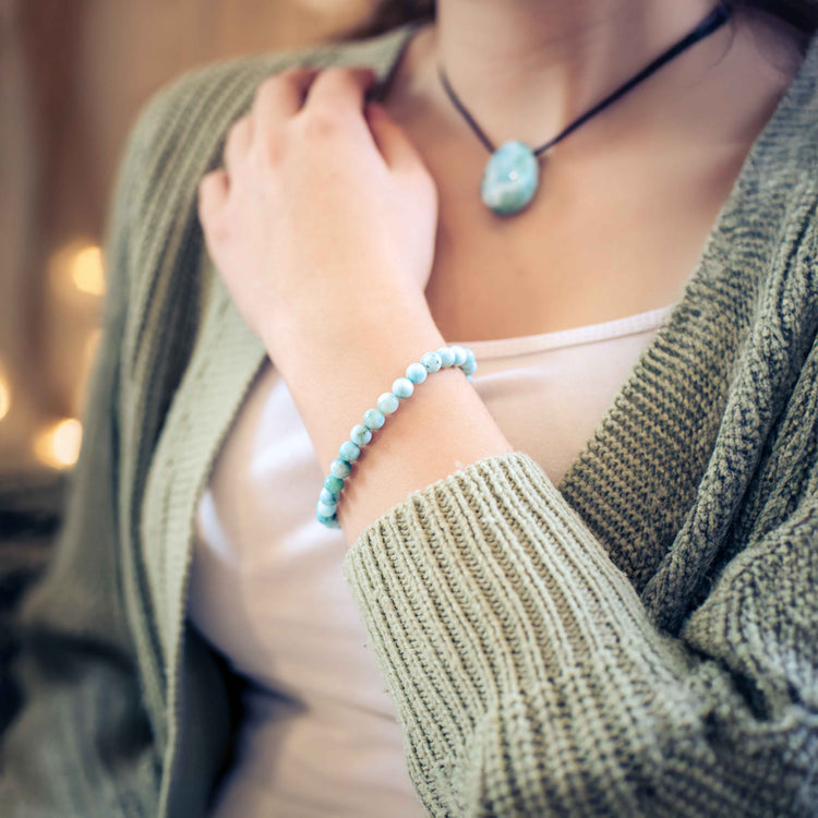 Bracelet de perles en Larimar | 6mm