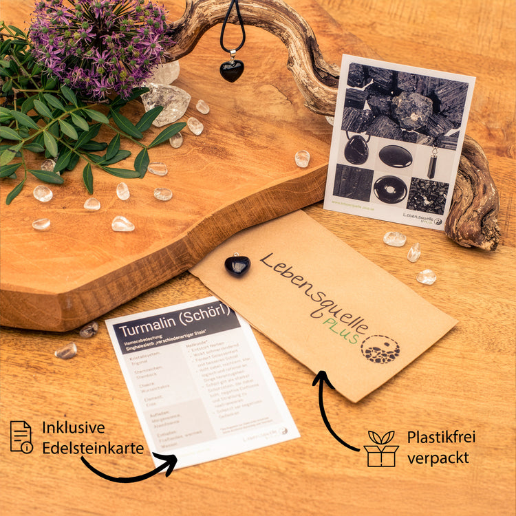 Turmalin (Schörl) Herzanhänger | 2x2 cm