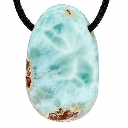 Pendentif goutte en Larimar avec inclusion