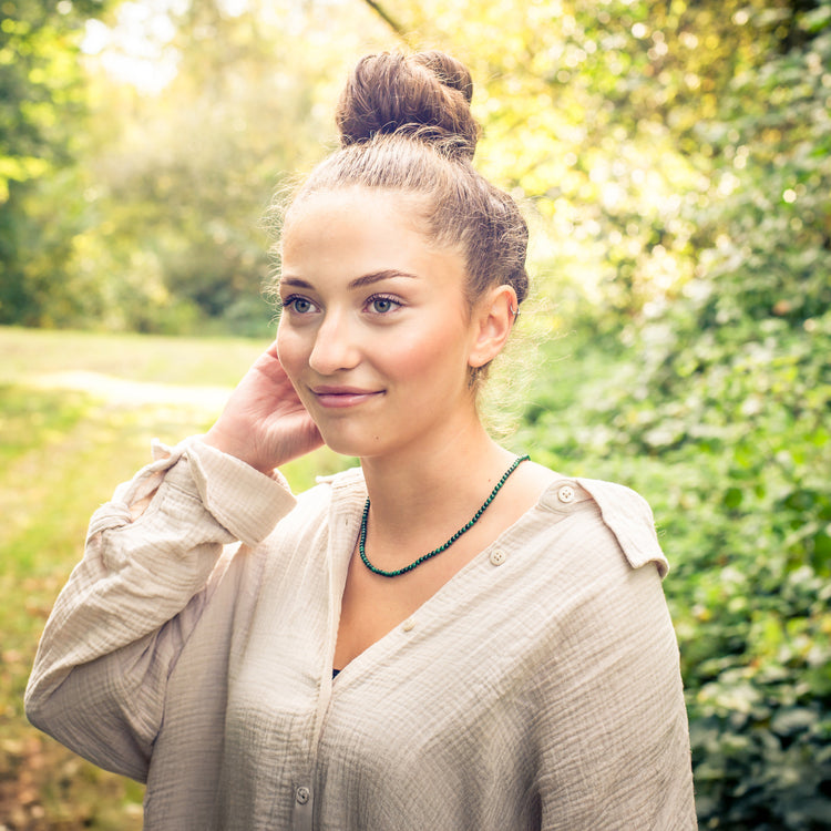 Malachit Kugelkette | Ø 4mm mit 925er Silber Verschluss | 45cm