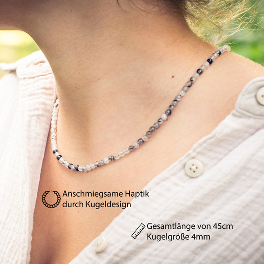 Turmalinquarz Kugelkette | Ø 4mm mit 925er Silber Verschluss | 45cm