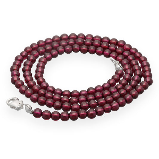 Granat Kugelkette | Ø 4mm mit Silber Verschluss | 45cm