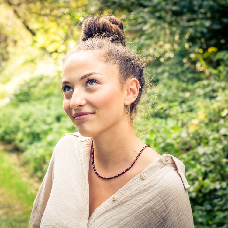 Granat Kugelkette | Ø 4mm mit Silber Verschluss | 45cm