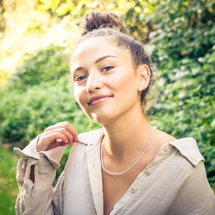 Bergkristall Kugelkette | Ø 4mm mit 925er Silber Verschluss | 45cm