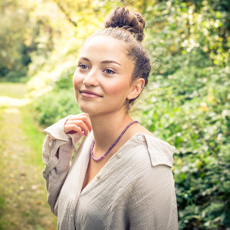 Lepidolith Kugelkette | Ø 4mm mit 925er Silber Verschluss | 45cm