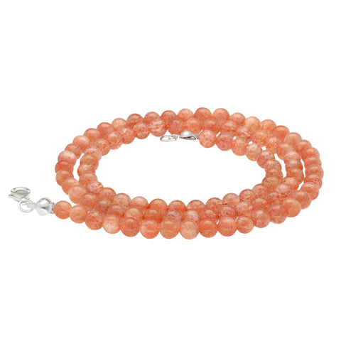 Collar de cuentas de piedra de sol | Ø 4mm con cierre de plata 925 | 45cm