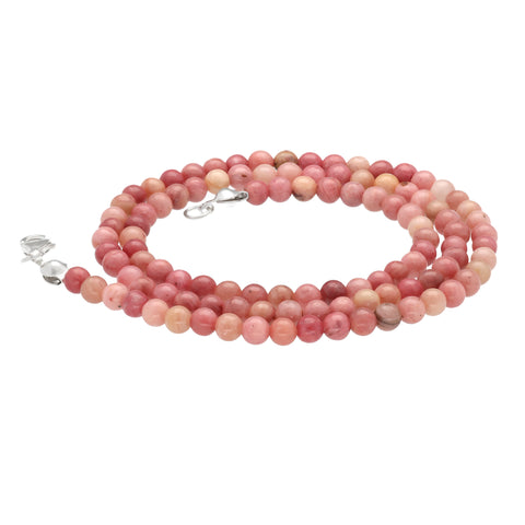 Collar de cuentas de rodonita | Ø 4mm con cierre de plata 925 | 45cm