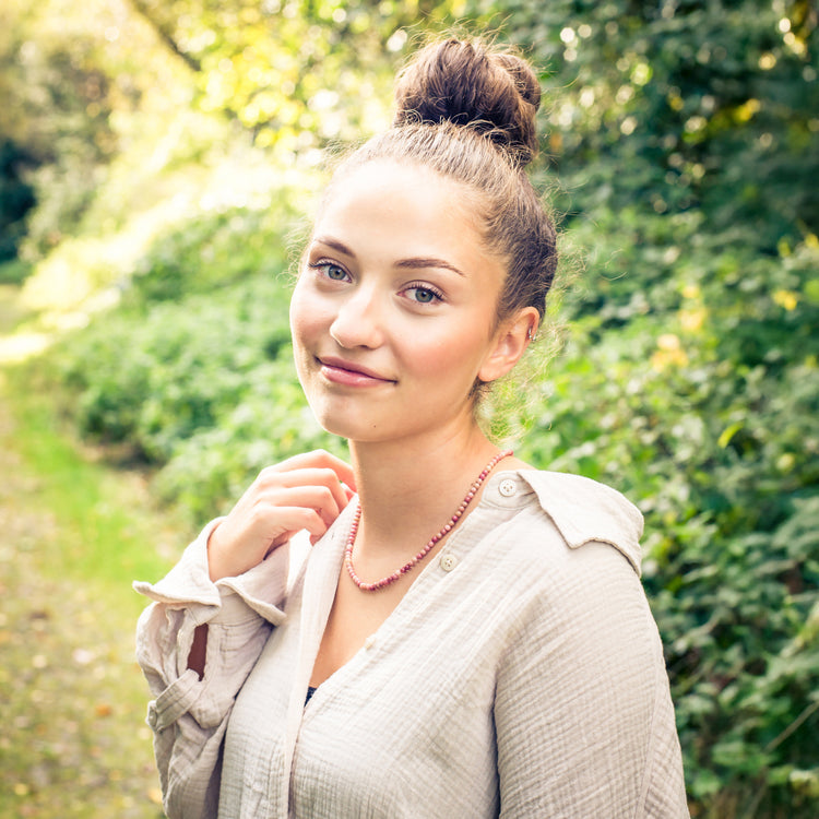 Rhodonit Kugelkette | Ø 4mm mit 925er Silber Verschluss | 45cm