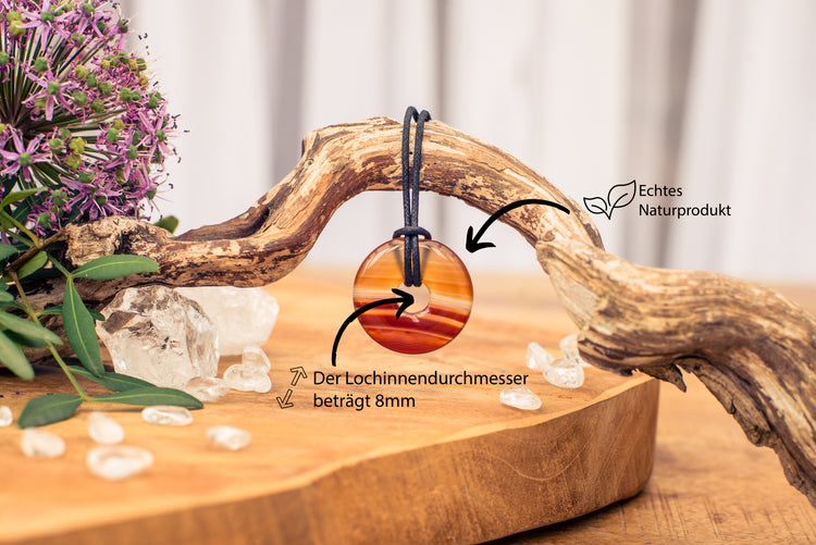 Karneol Donut | 30 mm Anhänger + Baumwollband