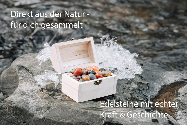 Edelstein Set in Schatzkiste | Bunter Trommelstein Mix | Größe L