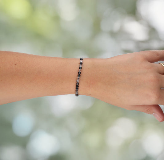 Turmalinquarz Mini-Kugelarmband | 4 mm