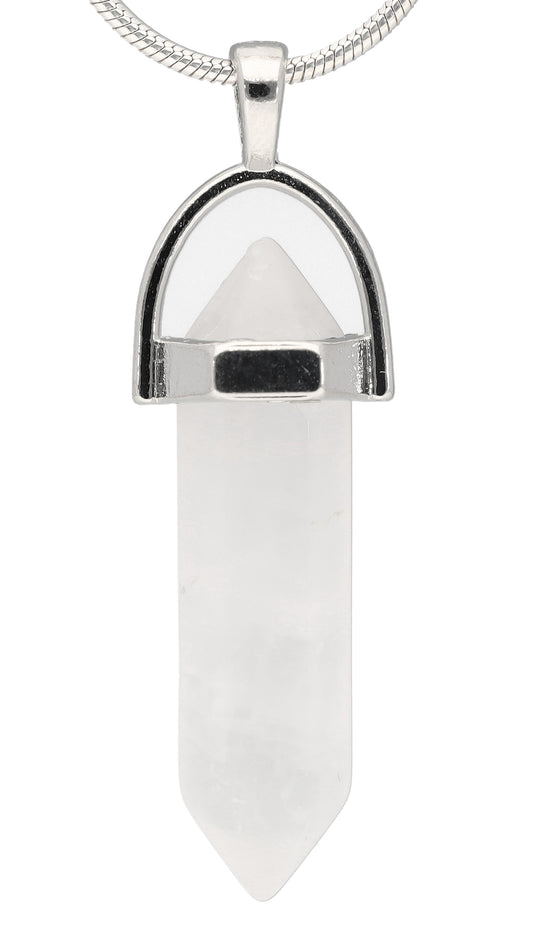 Bergkristall | Doppelspitze, gefasst | silberfarbene Öse