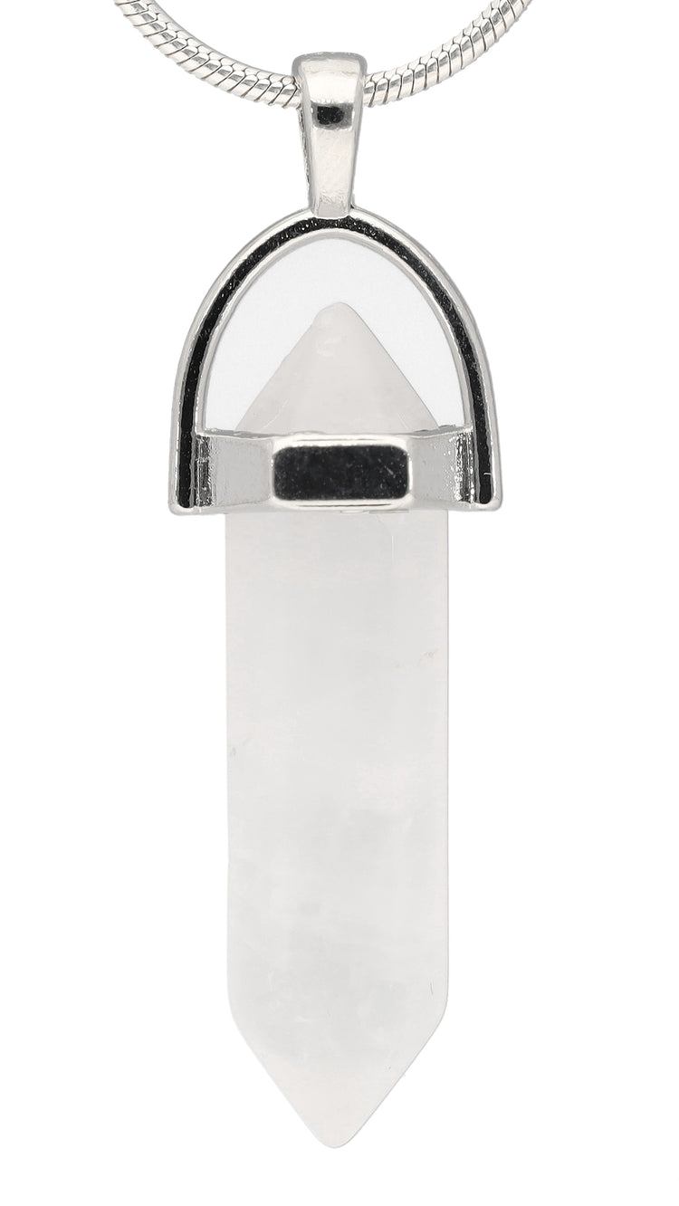 Bergkristall | Doppelspitze, gefasst | silberfarbene Öse