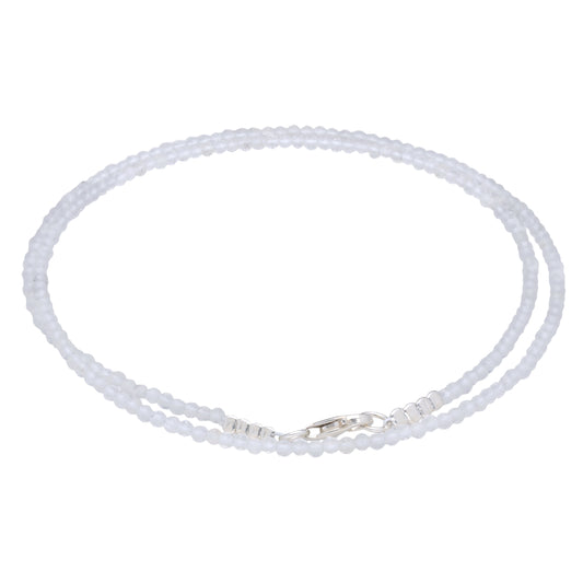Bergkristall 2 mm Perlenkette facettiert | 45 cm + Silberverschluss
