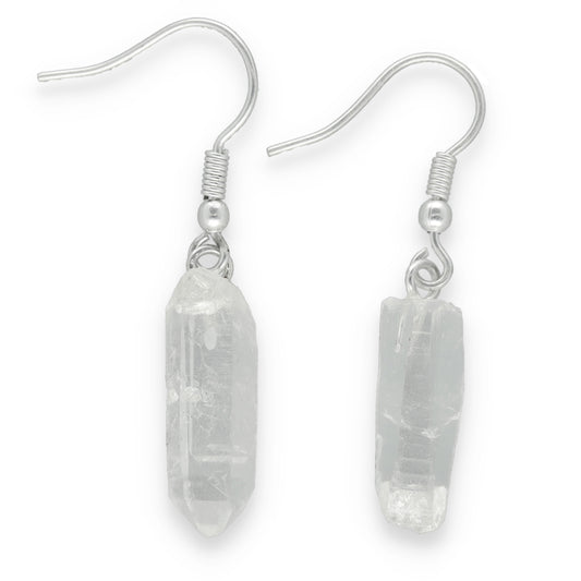 Bergkristall Spitze Ohrhänger | 2,5 - 3,5 cm groß | versilberte Ohrstecker