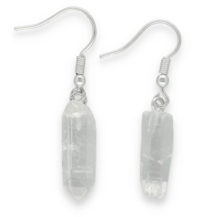 Bergkristall Spitze Ohrhänger | 2,5 - 3,5 cm groß | versilberte Ohrstecker