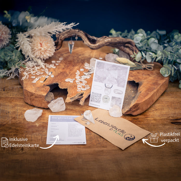 Bergkristall Pendel, facettiert + Haltekugel