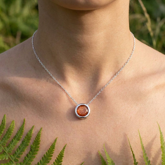 Sonnenstein Solitär-Anhänger mit Kette | 925er Silber | 45 cm