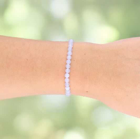 Chalcedon, blau | facettiertes Armband | 4 mm