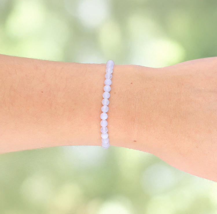 Chalcedon, blau | facettiertes Armband | 4 mm