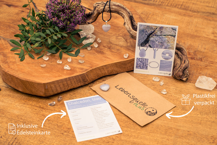 Chalcedon, blau Herzanhänger | in 2 Größen